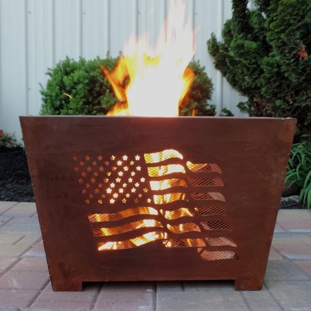 GARDENCONTROL Flag Fire Basket, Rust Metal GA2659151